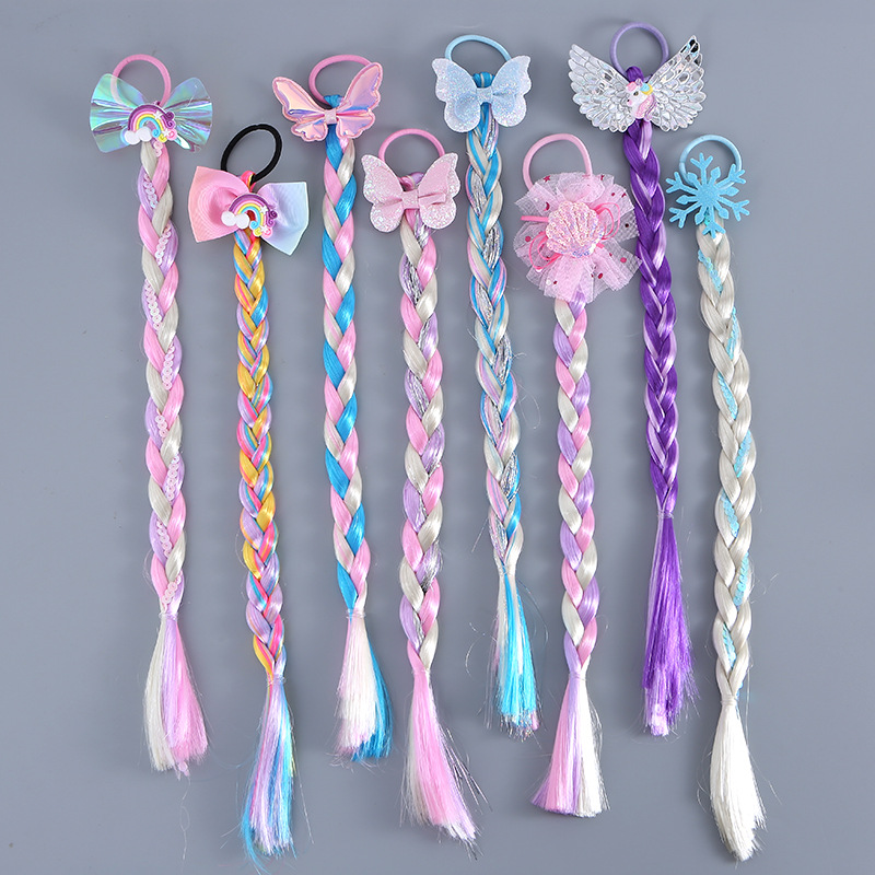 작은 소녀들을 위한 긴 땋은 머리 장미 무지개 가발 어 - Elsa Gadget 리뷰 및 가격